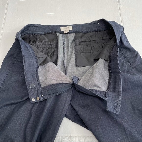 Ann Taylor LOFT Dark Blue Capris Pants Cotton Blend Pockets Classic Size 14 - Picture 5 of 12